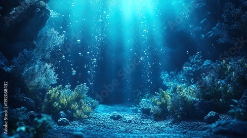 Wallpaper Mural Fantasy underwater background with delicate bubbles and radiant blue highlights Torontodigital.ca