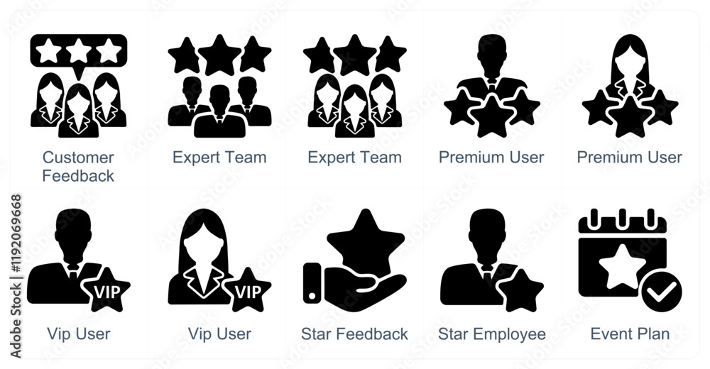 Fototapeta premium A set of 10 business icons as customer feedback, expert team, premium user
