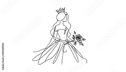 illustration of a woman in bride dress
