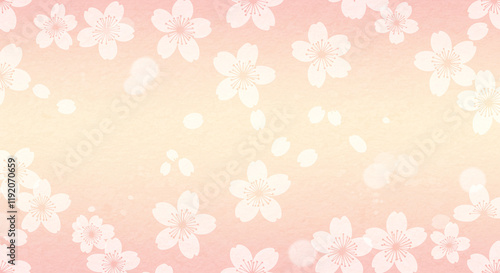 桜の和風背景素材、和紙の風合いを感じる、暖かい優しい雰囲気