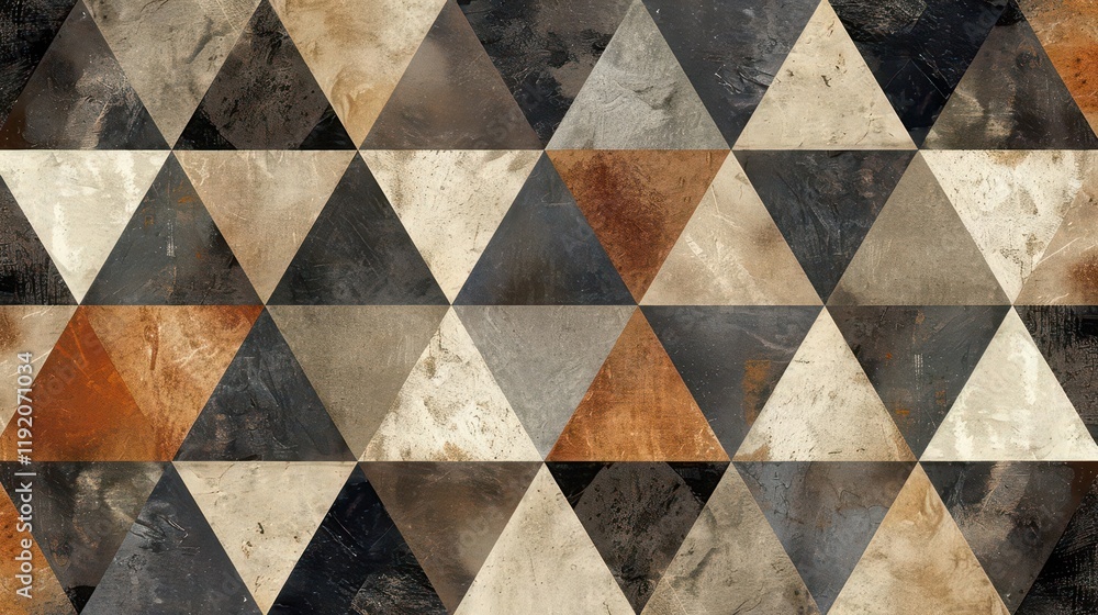 Fototapeta premium A geometric tile pattern featuring triangular shapes in earthy tones.