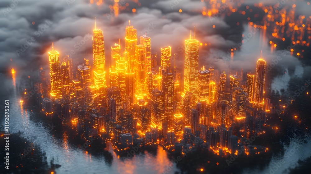 Fototapeta premium AI-driven decision-making systems in businesses and everyday scenarios, vibrant 3D render