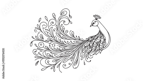 hand drawn illustration of a Indian peafowl