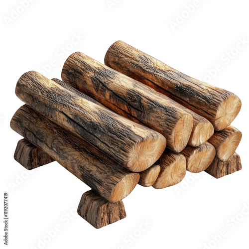 Stacked Wooden Logs Isolated on Transparent Background for Design and Artwork Use