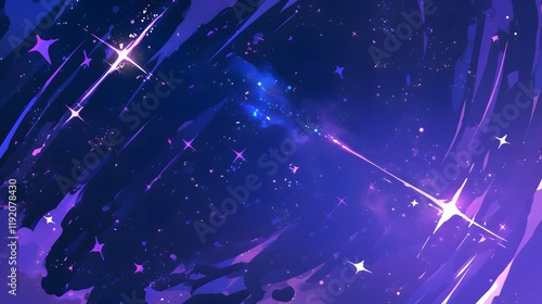Obraz na płótnie Purple shooting stars on a dark background, anime-style animation. w salonie