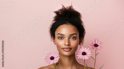 Minimalist Echinacea Concept with Radiant Models and Clean Background, Generative AI photo