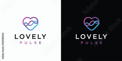 Heart shape and heartbeat wave vector logo design with modern, simple, clean and abstract style. Icons for business, health care, sports and personal branding.