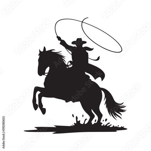 A silhouette of a man riding a horse