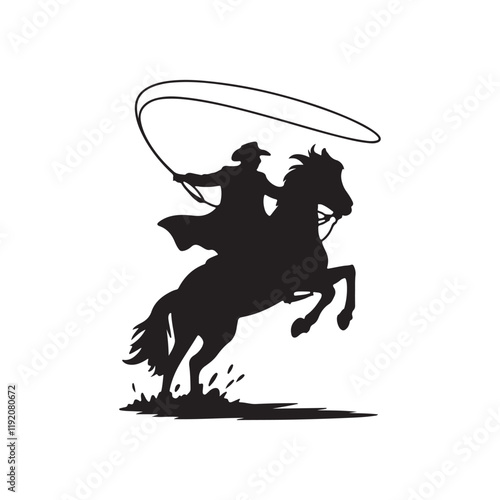 A silhouette of a man riding a horse