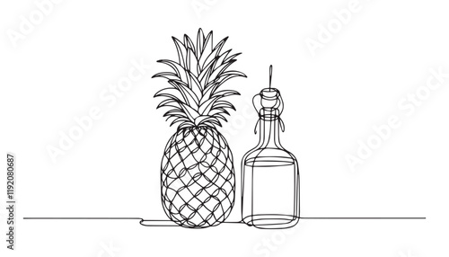 bottle of wine and pineapple 