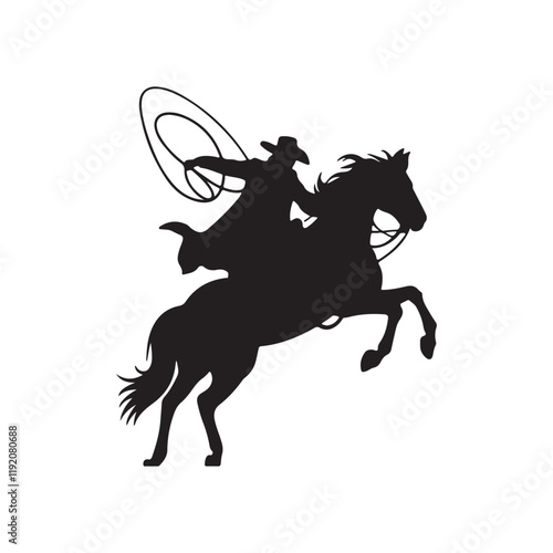 A silhouette of a man riding a horse