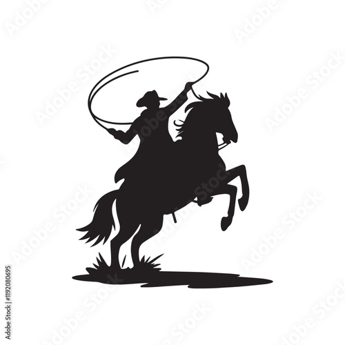 A silhouette of a man riding a horse