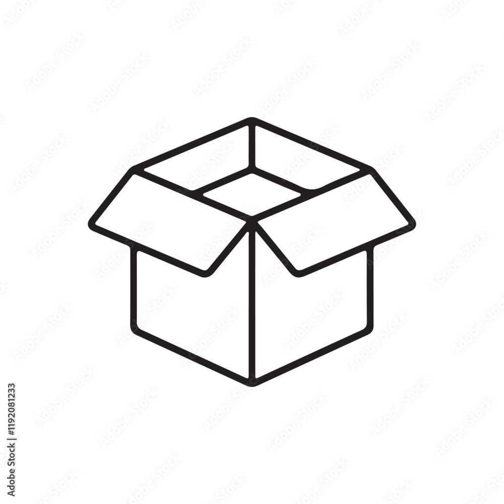 Open box icon vector on white background. Cardboard icon Open box icon vector on white background. Cardboard icon