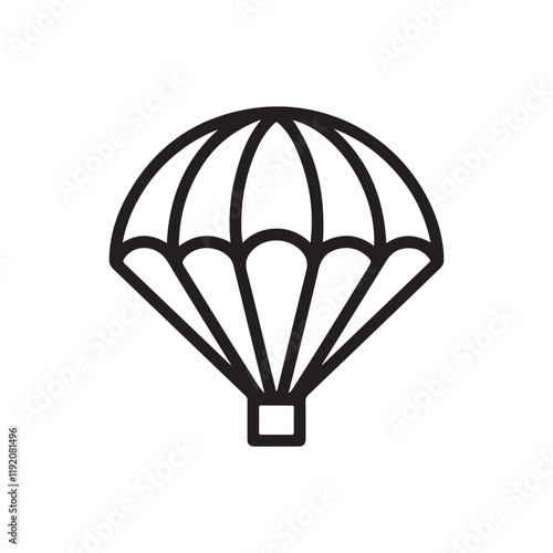 Parachute icon. Black Parachute icon on white background. Vector illustration