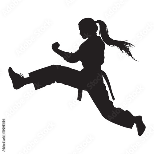 Karate Girl Silhouette Vector illustration