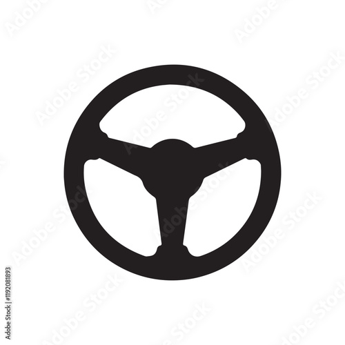 Car steering wheel silhouette icon vector on white background