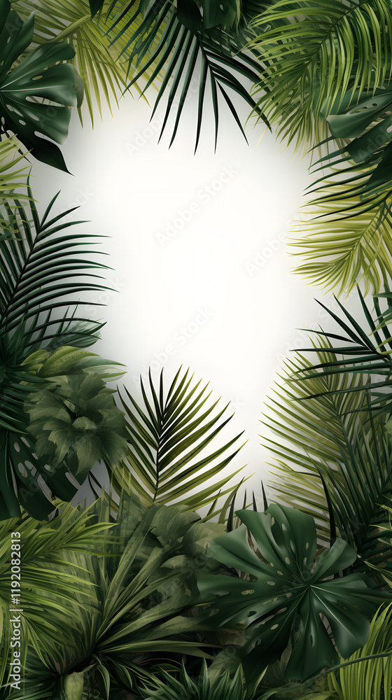 Digital white palm leaf border plant abstract graphic poster background Digital white palm leaf border plant abstract graphic poster background