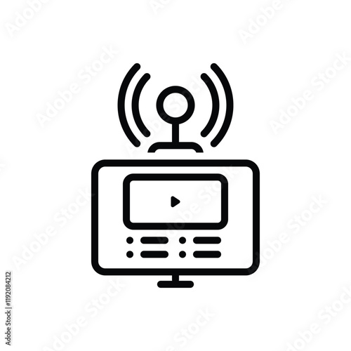 Black line icon for broadcasting