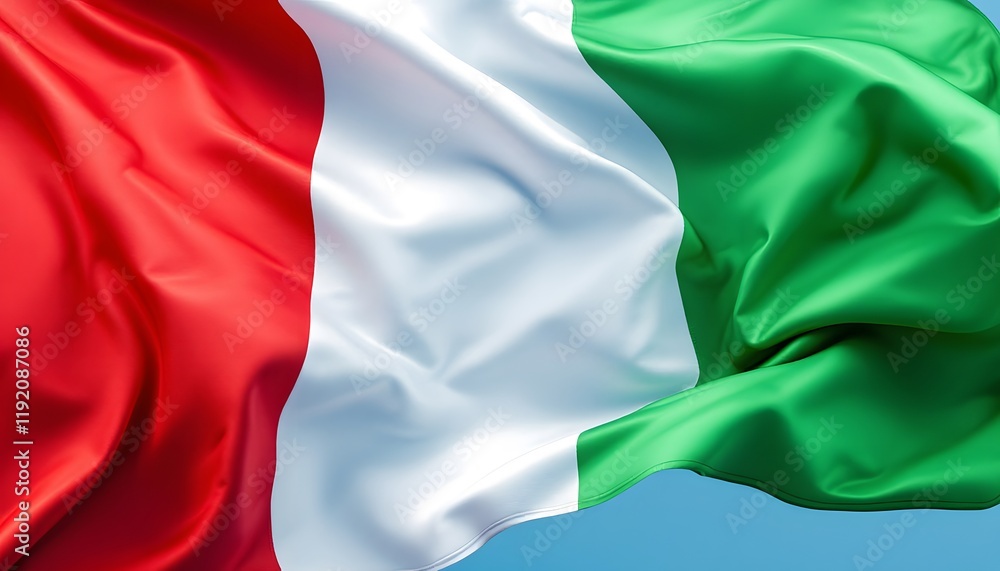 Vibrant Display of the Italian Flag in Elegant Flowing Fabric Vibrant Display of the Italian Flag in Elegant Flowing Fabric