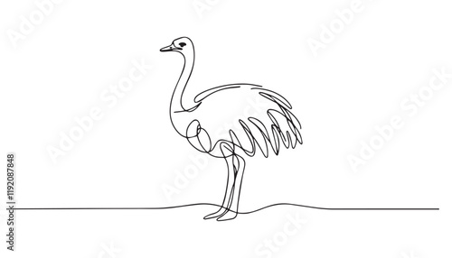 illustration of an ostrich line art