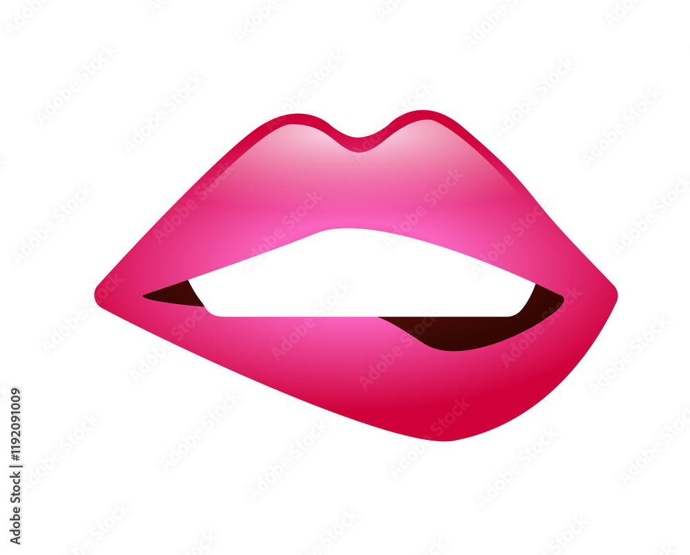 Gradient human mouth icon with biting lip lips and teeth Gradient human mouth icon with biting lip lips and teeth