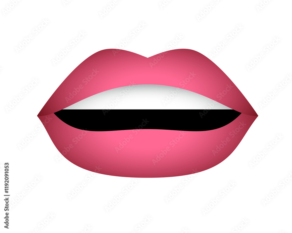 Gradient human mouth icon with pair of lips and teeth