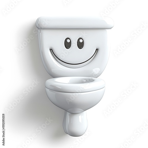 A high-quality, photorealistic toilet emoji icon placed on a clean white background with accurate shadows photo