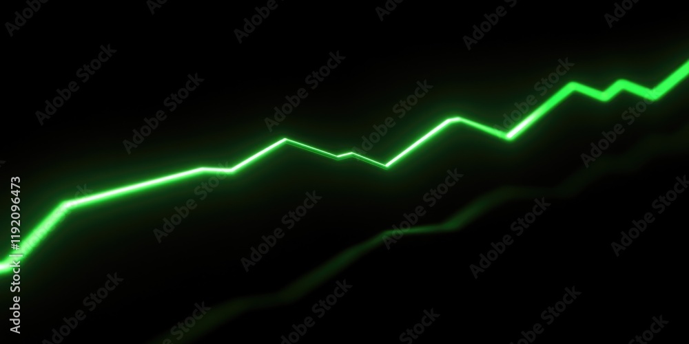 Naklejka premium Green line graph on black background