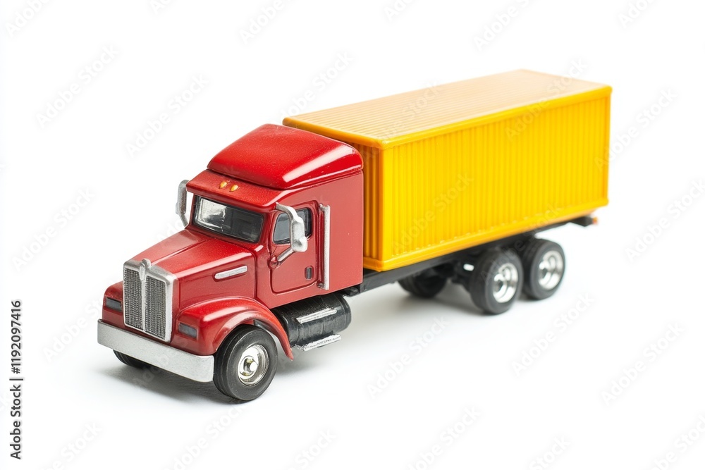Red Truck with Yellow Container: A Detailed Toy Model Red Truck with Yellow Container: A Detailed Toy Model