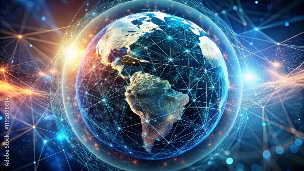 Obraz premium Global Network A Digital Earth Composition
