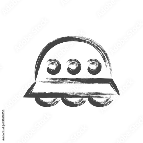 筆書き乗り物関連の単品アイコン　UFO