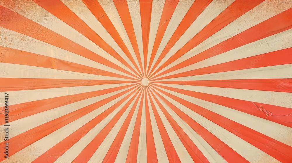 Fototapeta premium A radial pattern of alternating red and cream stripes radiating from a central point.