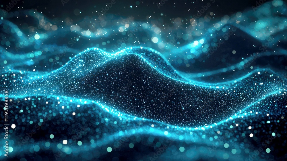 Abstract Blue Glowing Particles Background. Digital art, energy, technology, magic, fantasy, shiny, sparkling, motion, flow, waves. Abstract Blue Glowing Particles Background. Digital art, energy, technology, magic, fantasy, shiny, sparkling, motion, flow, waves.