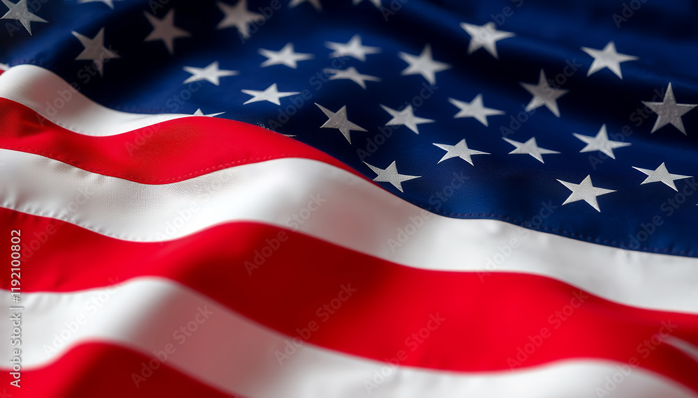 Close-up view of the American flag's vibrant colors and texture describe patriotic Close-up view of the American flag's vibrant colors and texture describe patriotic