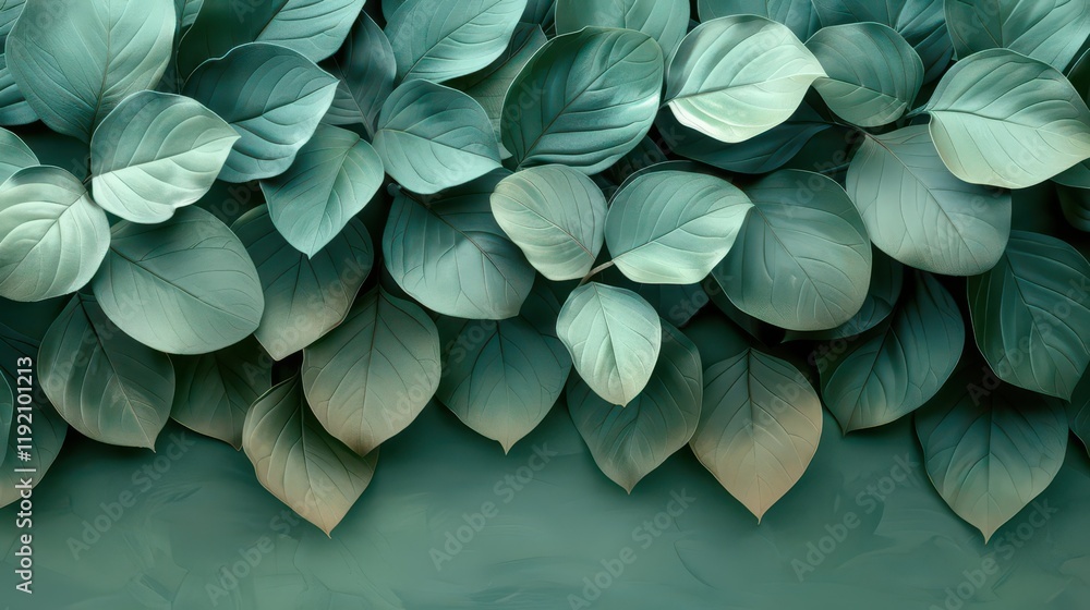 A close-up of lush green leaves creating a serene and calming background. A close-up of lush green leaves creating a serene and calming background.