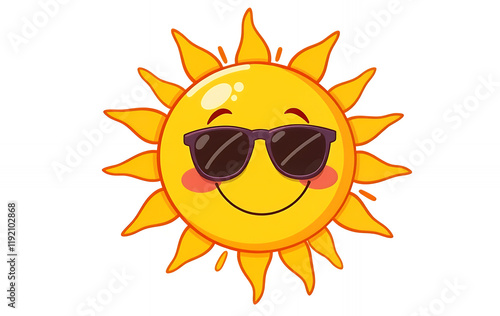 Smiling sun with sunglasses, perfect for summer designs.