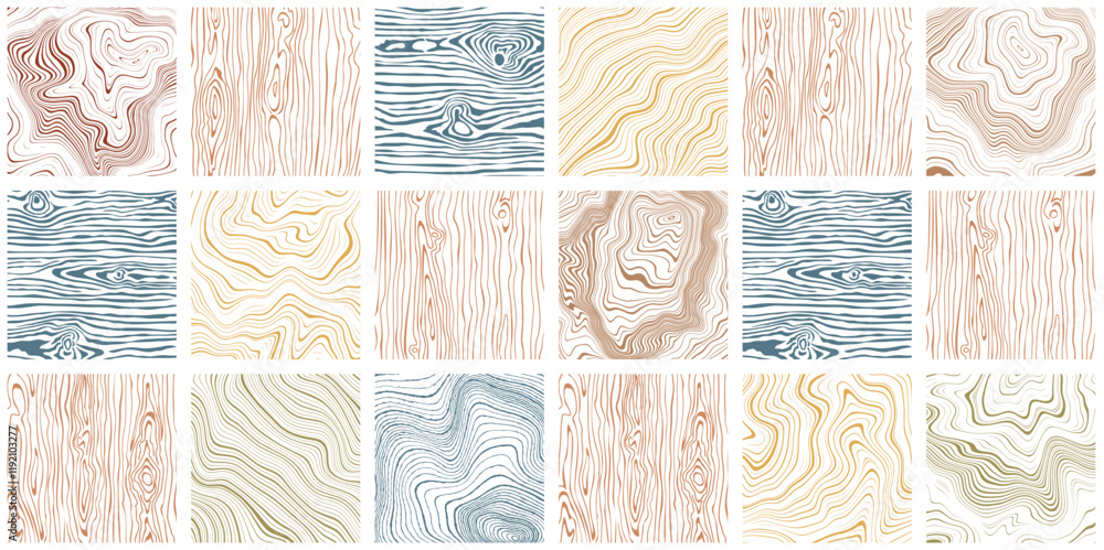 Wood texture set, different shades, pattern mosaic, seamless pattern, vector panel