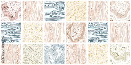 Wood texture set, different shades, pattern mosaic, seamless pattern, vector panel