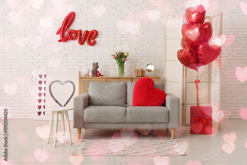 Interior of festive living ...