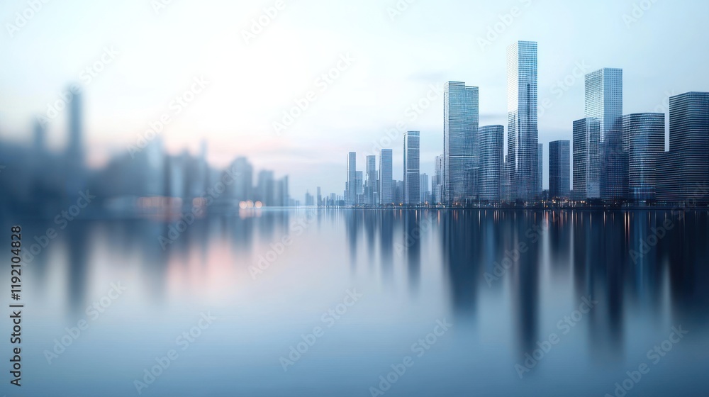 Cityscape Reflection: Serene Dawn over Modern Metropolis Cityscape Reflection: Serene Dawn over Modern Metropolis