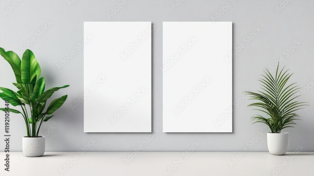 Palm Leaves Shadow on Grey Concrete Vertical Poster Mockup Palm Leaves Shadow on Grey Concrete Vertical Poster Mockup