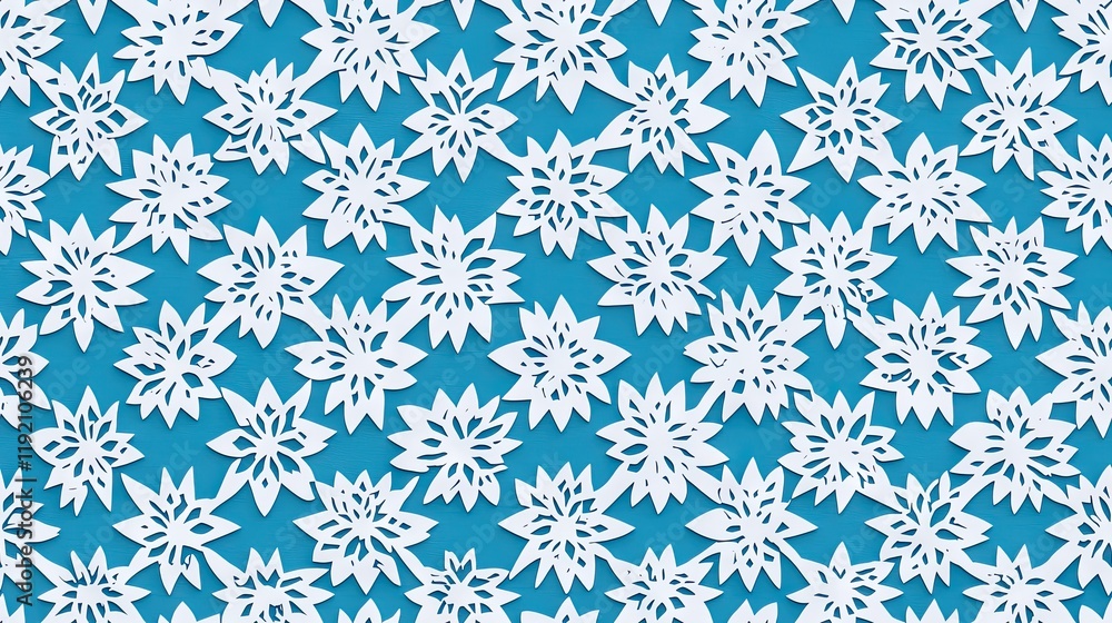 White floral pattern on teal background; decorative design for textile, wallpaper White floral pattern on teal background; decorative design for textile, wallpaper