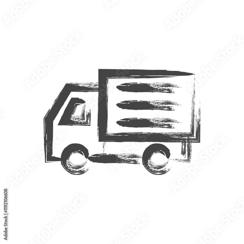 筆書き乗り物関連の単品アイコン　トラック