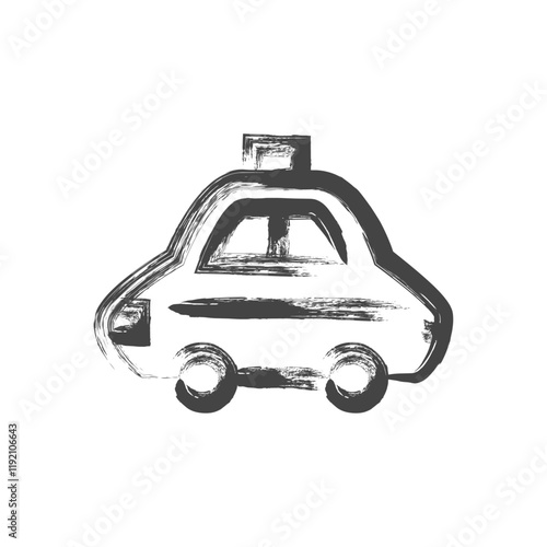 筆書き乗り物関連の単品アイコン　パトカー