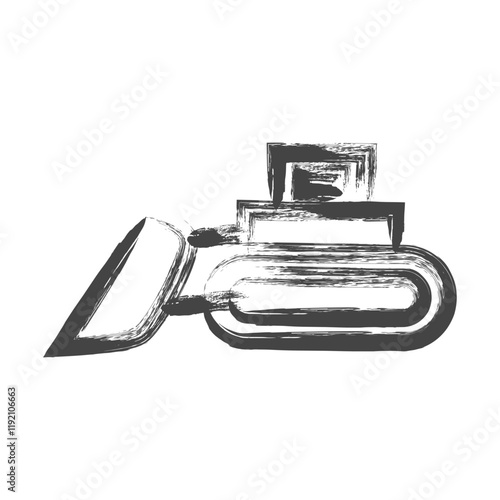 筆書き乗り物関連の単品アイコン　ブルドーザー