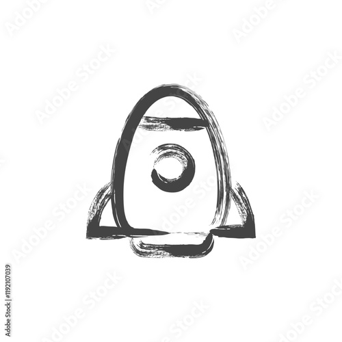 筆書き乗り物関連の単品アイコン　宇宙ロケット