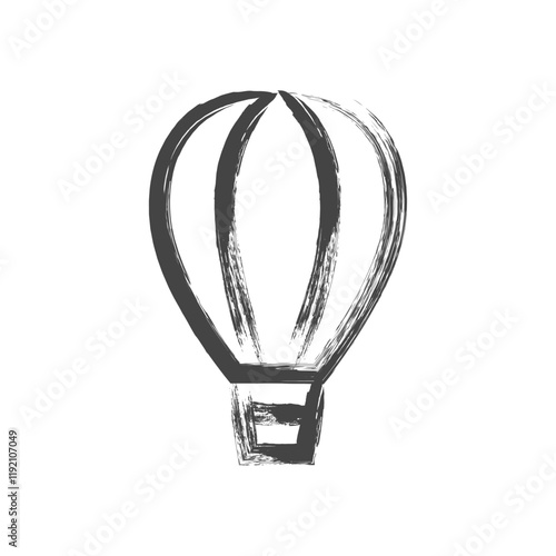 筆書き乗り物関連の単品アイコン　気球