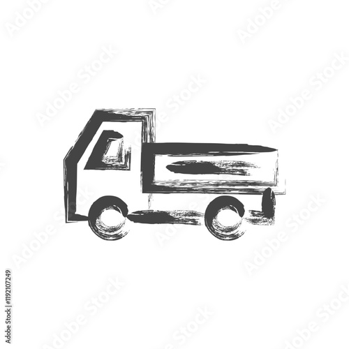 筆書き乗り物関連の単品アイコン　積載車