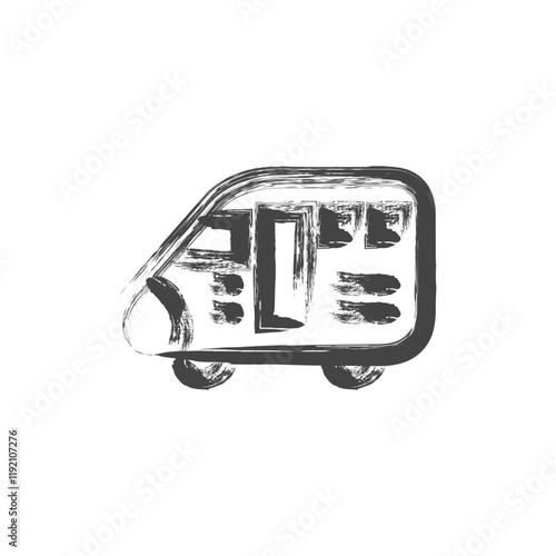 筆書き乗り物関連の単品アイコン　新幹線