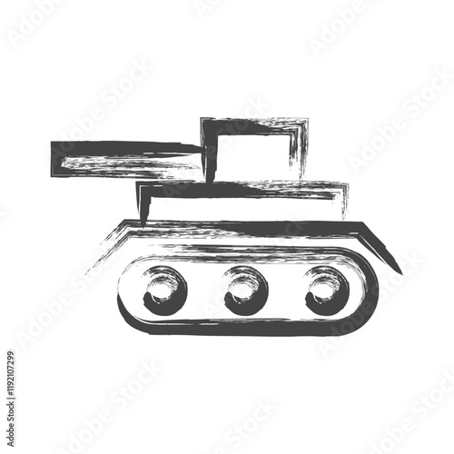 筆書き乗り物関連の単品アイコン　戦車